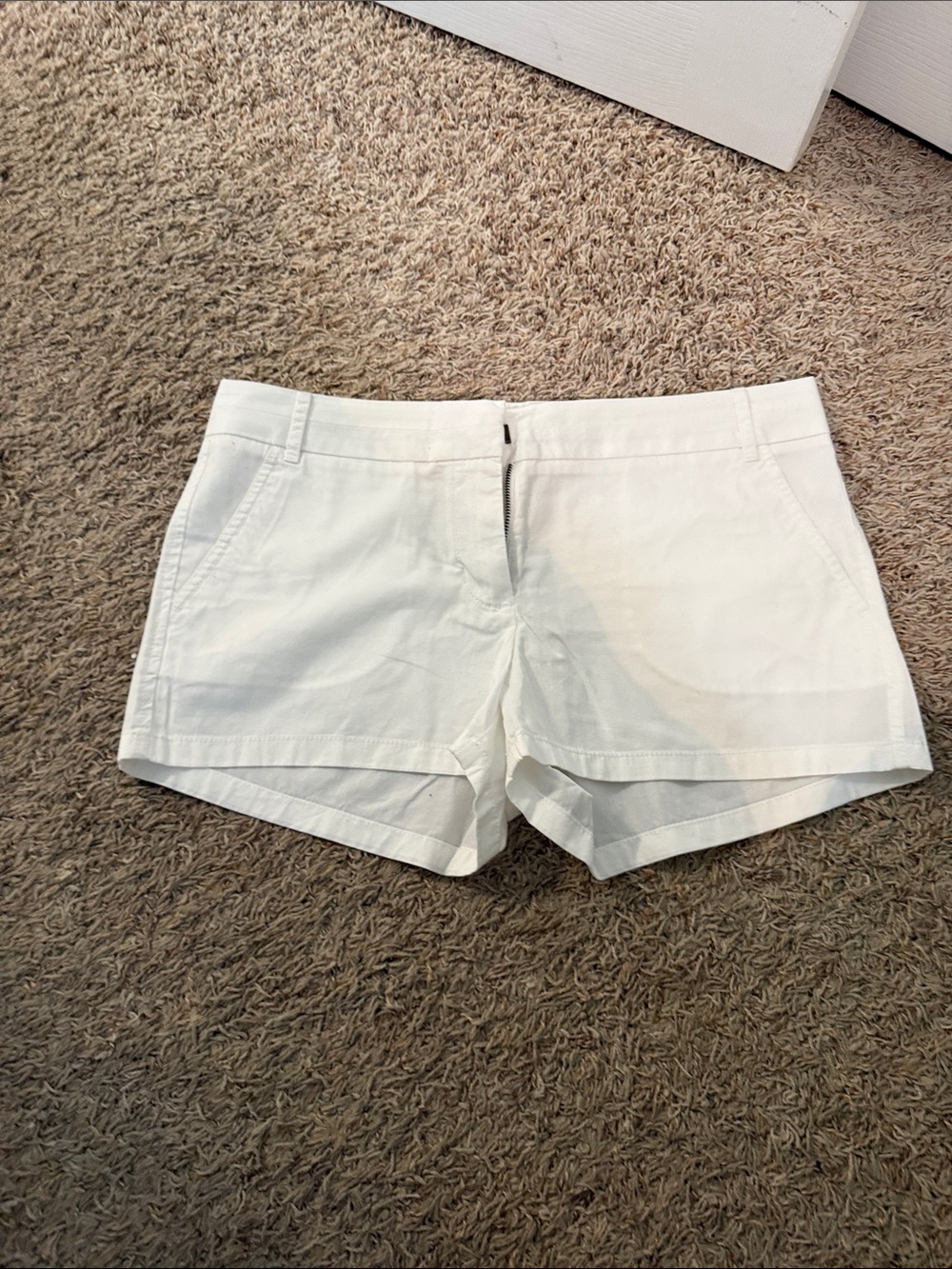 J. Crew White High-Rise Cotton Blend Shorts